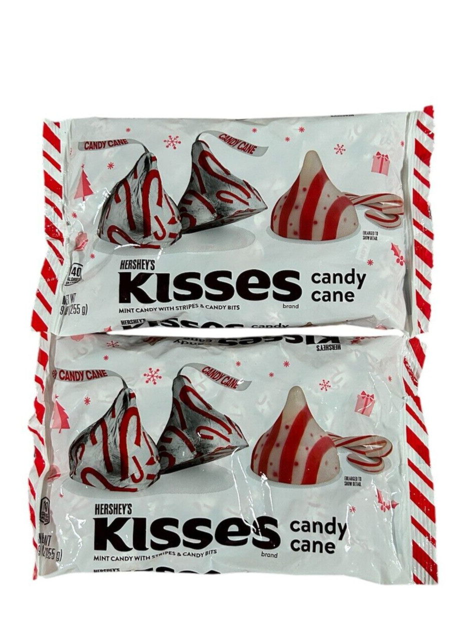 Hershey’s Kisses ~ Candy Cane White Chocolate Candy 9 oz, 11/2025 ~ 2 Bags