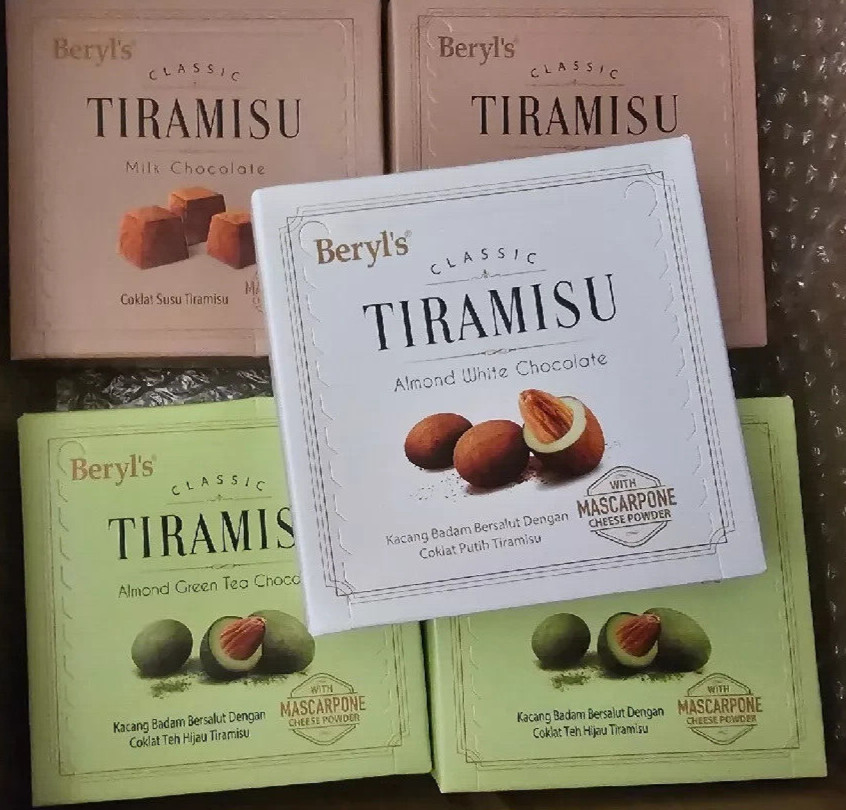 Beryl’s Tiramisu Chocolate White Almond (65g x 4 Pack) Free Shipping