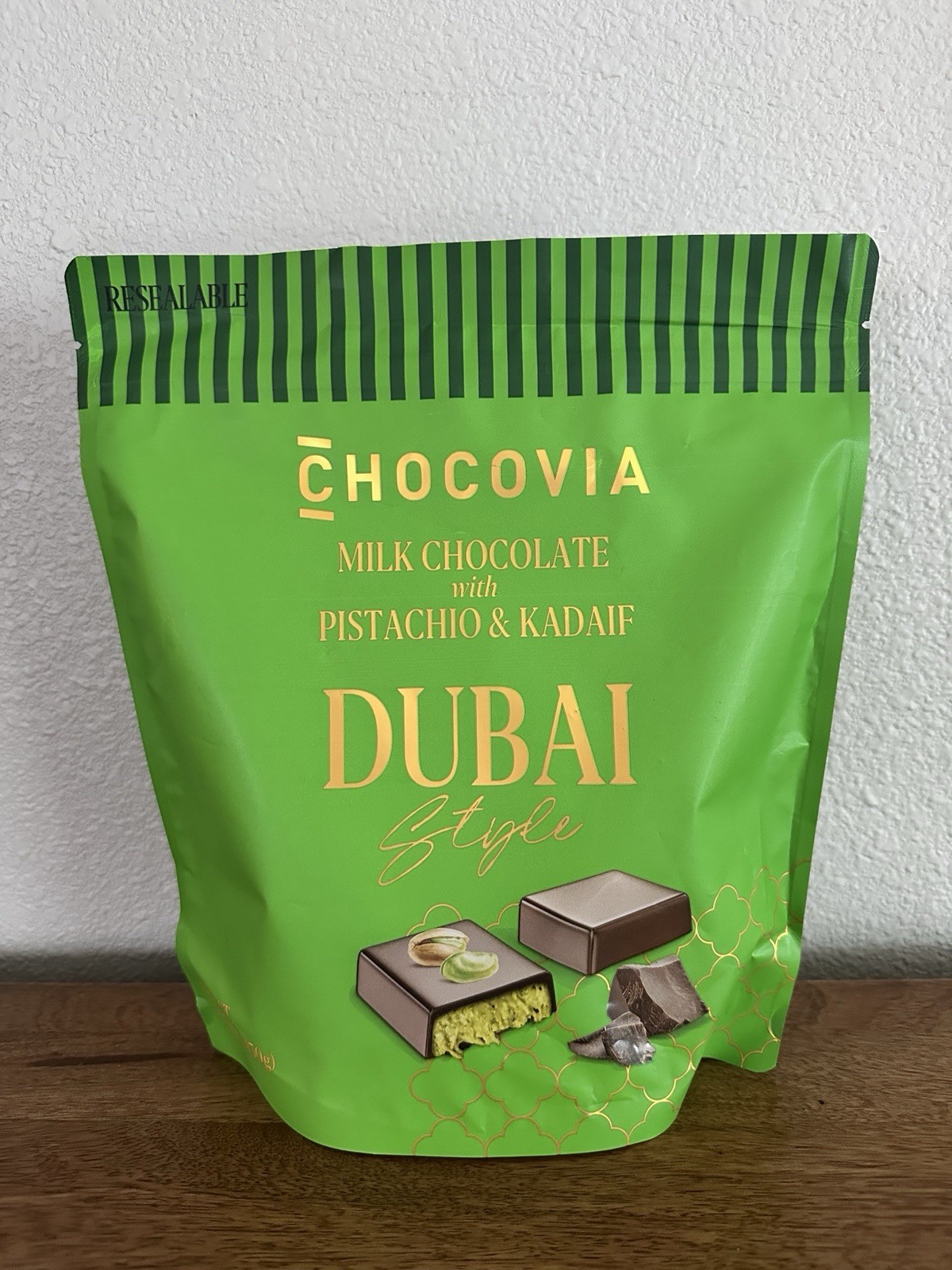 Chocovia Dubai Milk Chocolate Pistachio Kadaif Individually Wrapped 15.87 oz