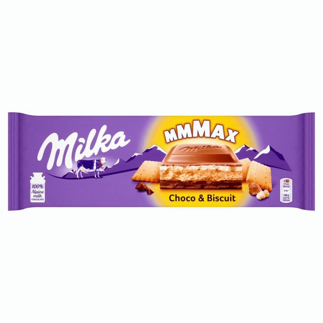 Milka Schoko & Keks Chocolate Bar – 300g | Alpine Milk Chocolate with Biscuits