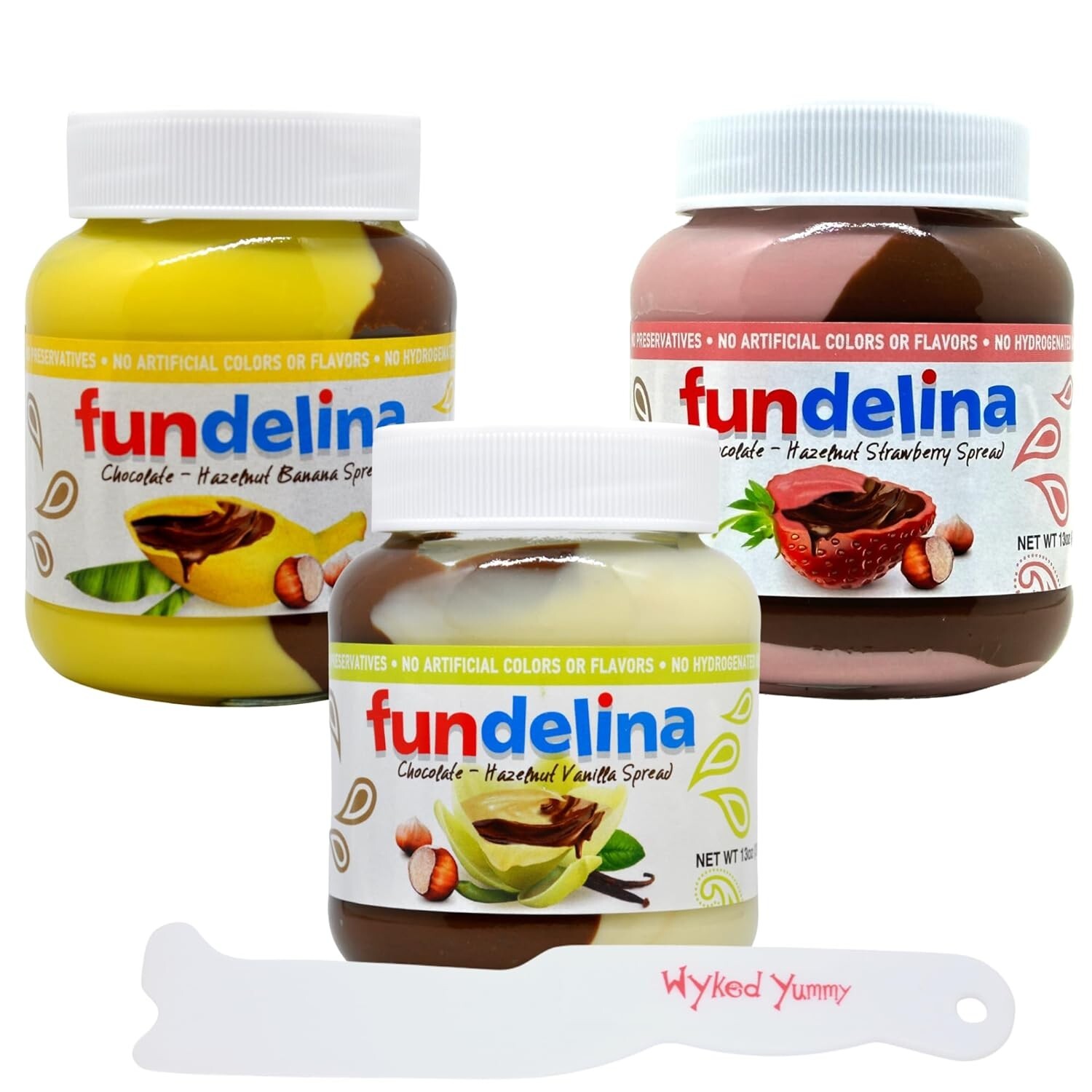 Fundelina Hazelnut Spread Variety Pack with Strawberry, Vanilla & Banana