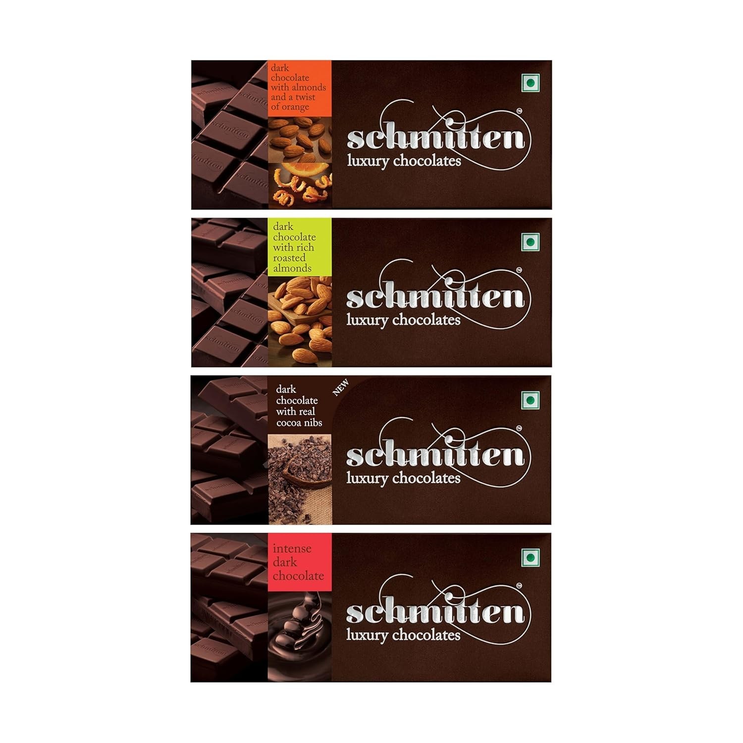 Schmitten Assorted Dark Chocolate Bars Gift Pack | 4 Varieties x 70g, 280g