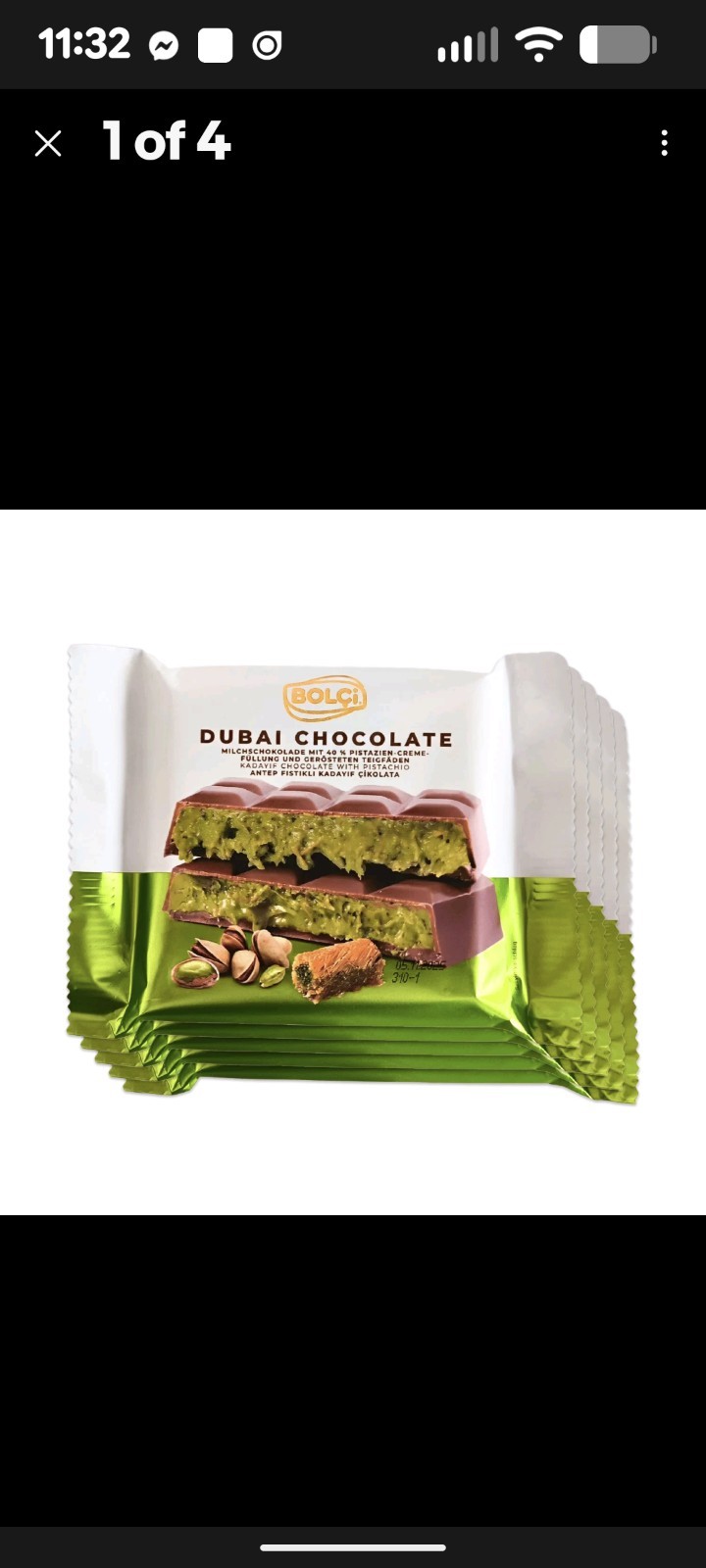 BOLCI : 100g DUBAI CHOCOLATE PISTACHIO KADAYIF FILLED MILK CHOCOLATE
