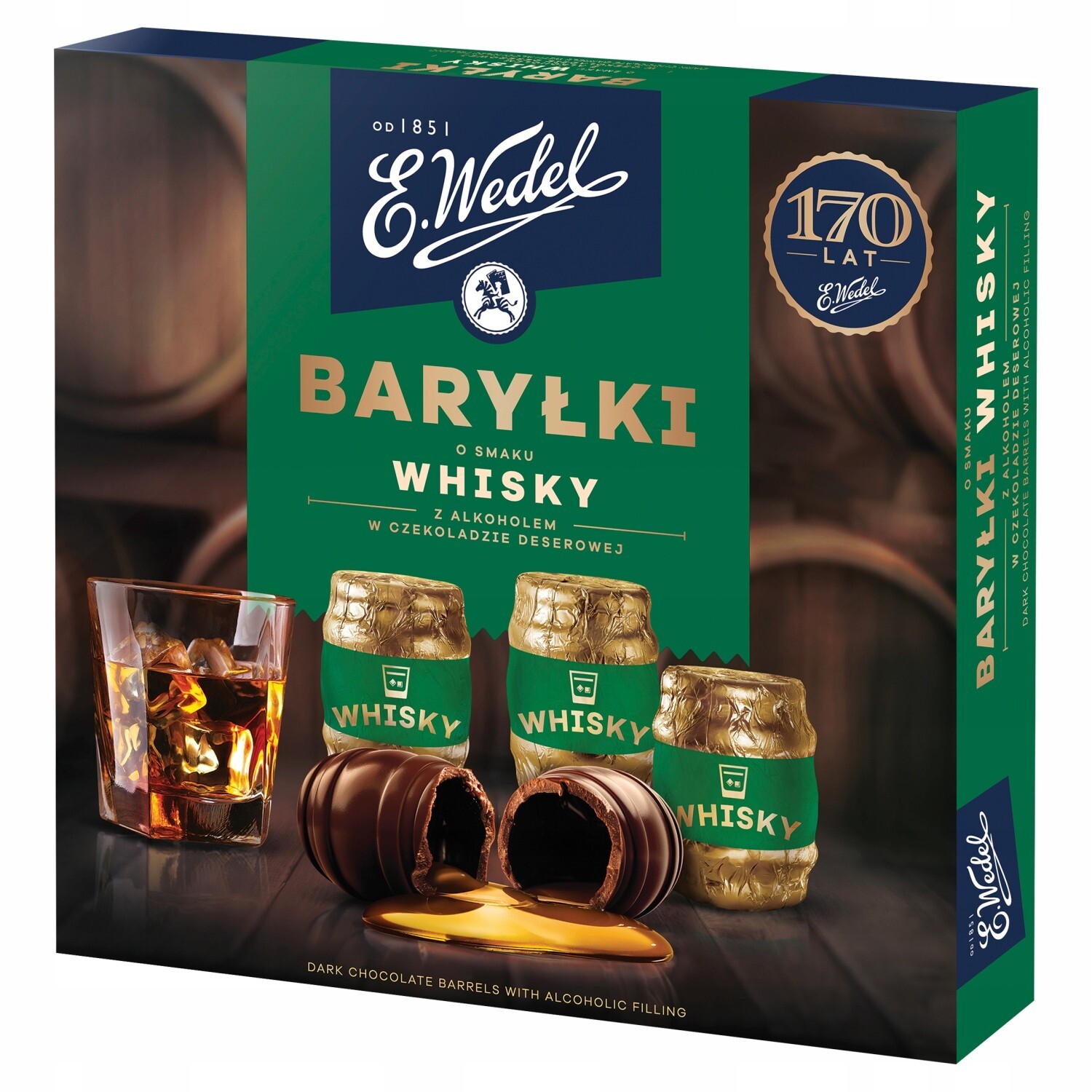 E.WEDEL WHISKY Dark Chocolate Barrels Alcoholic Filling 200g / 7.1oz