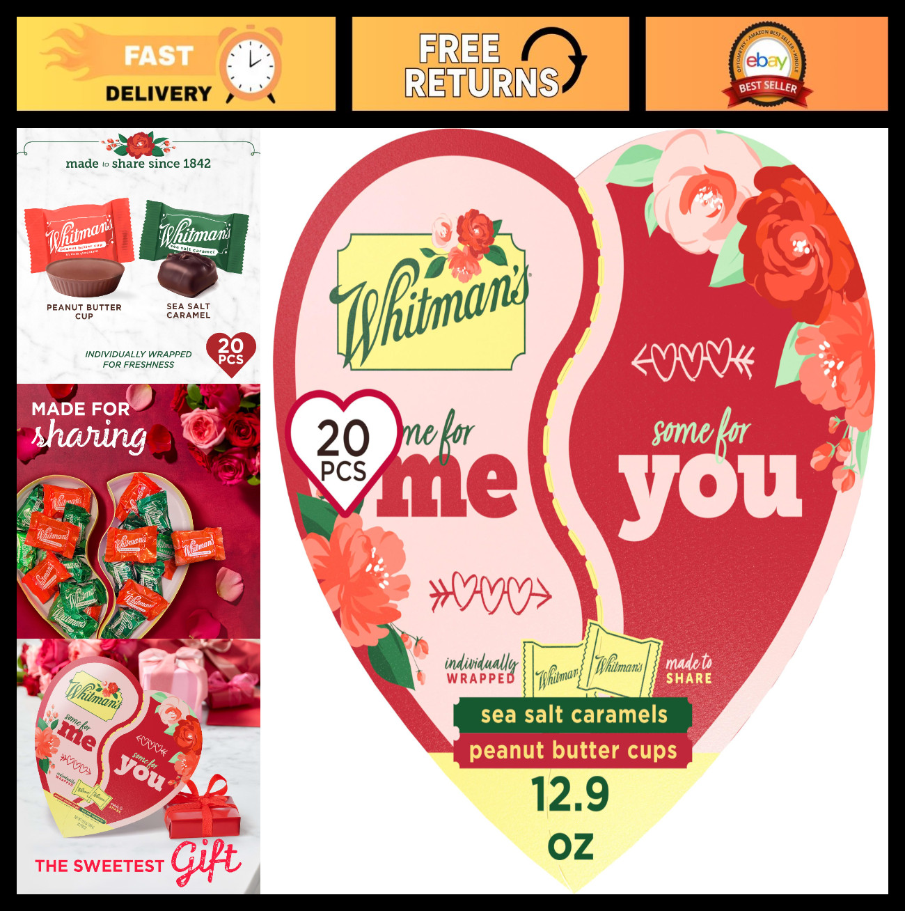 Valentine’s Day Heart Chocolate Gift Box – Milk & Dark Chocolate, 12.9 oz, Best