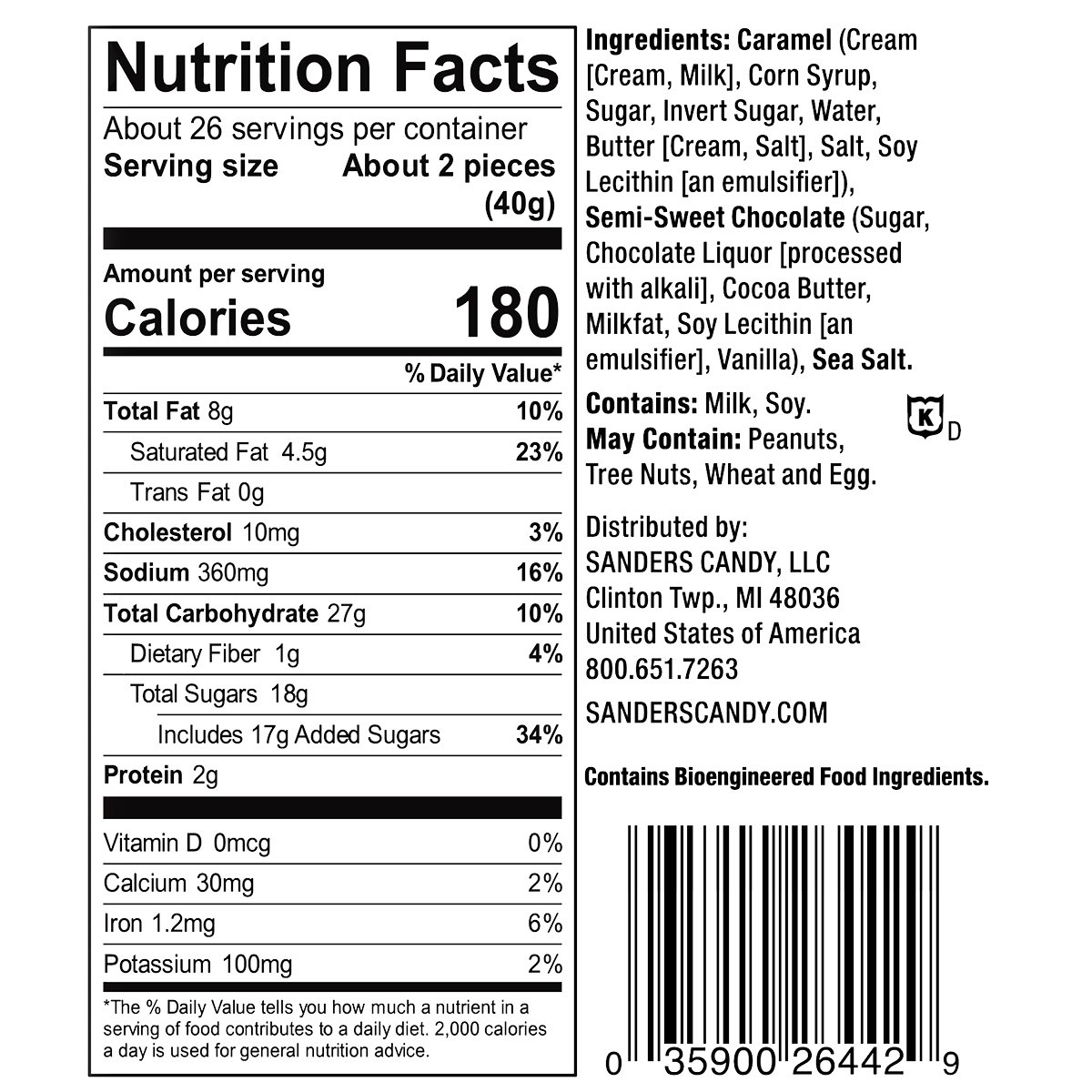 Sanders Dark Chocolate Sea Salt Caramels 36 Oz., 2-Pack