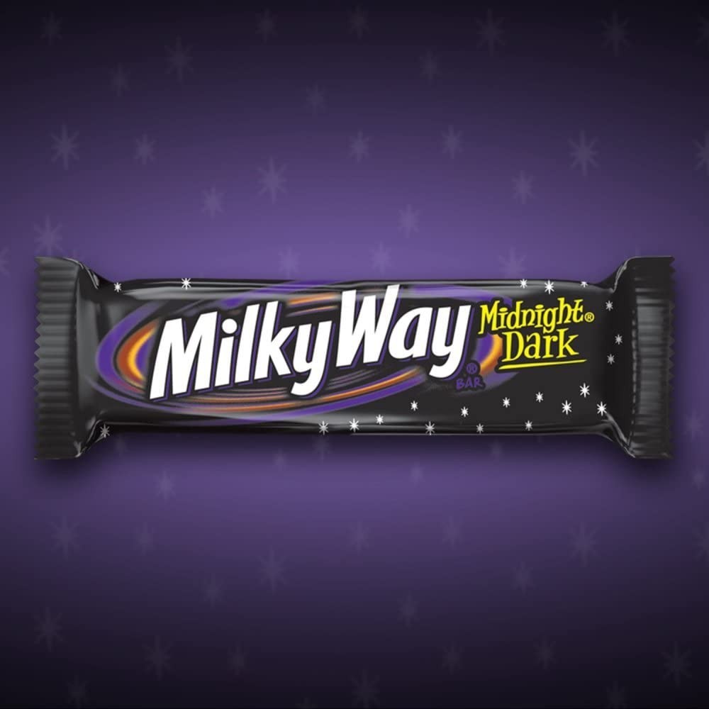 Dark Chocolate Candy Bars, Midnight Dark, Full Size 1.76oz, Bulk Pack of 24