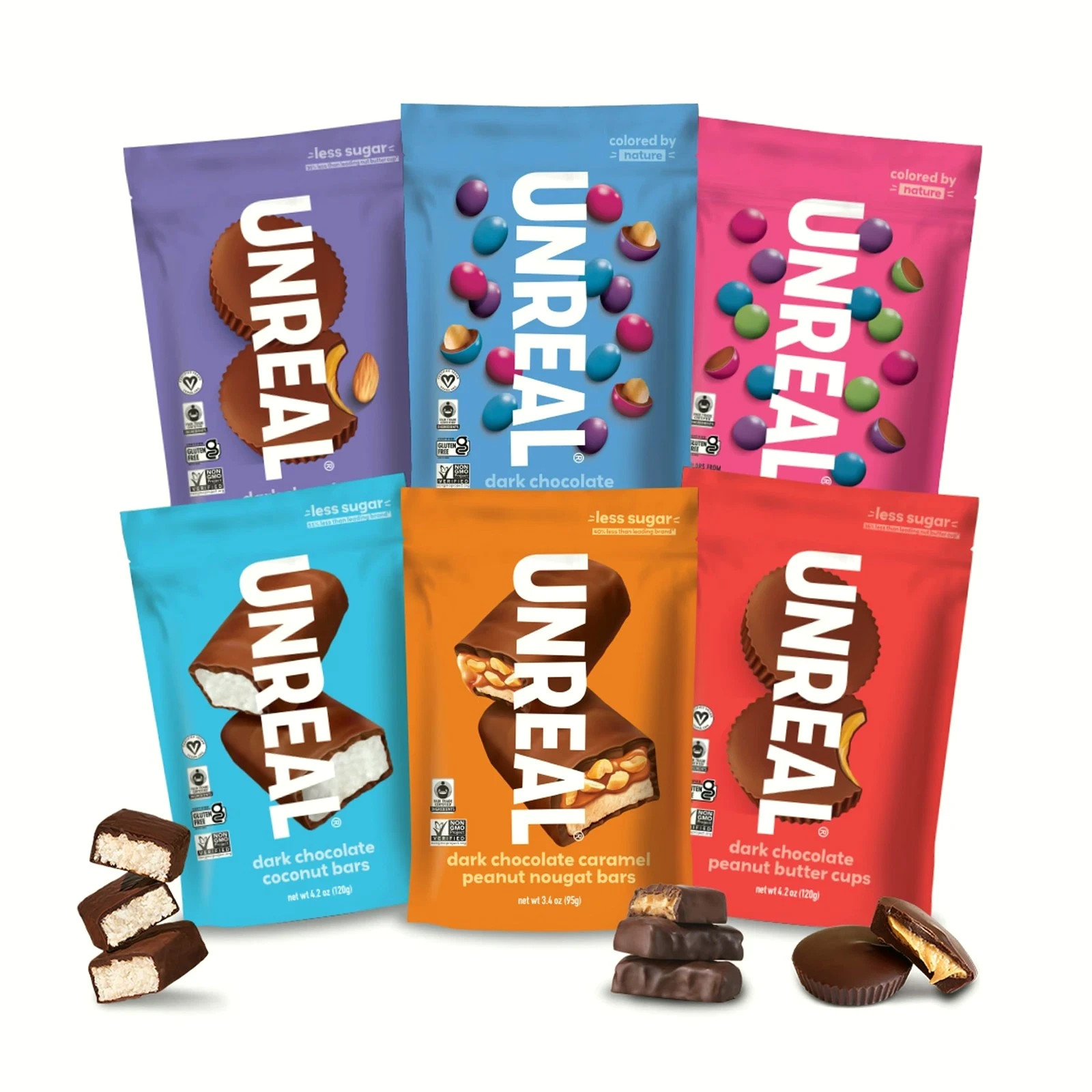 UNREAL Complete Variety Pack (6 Bag Sampler) | Less Sugar, Fair Trade, Non-GM…