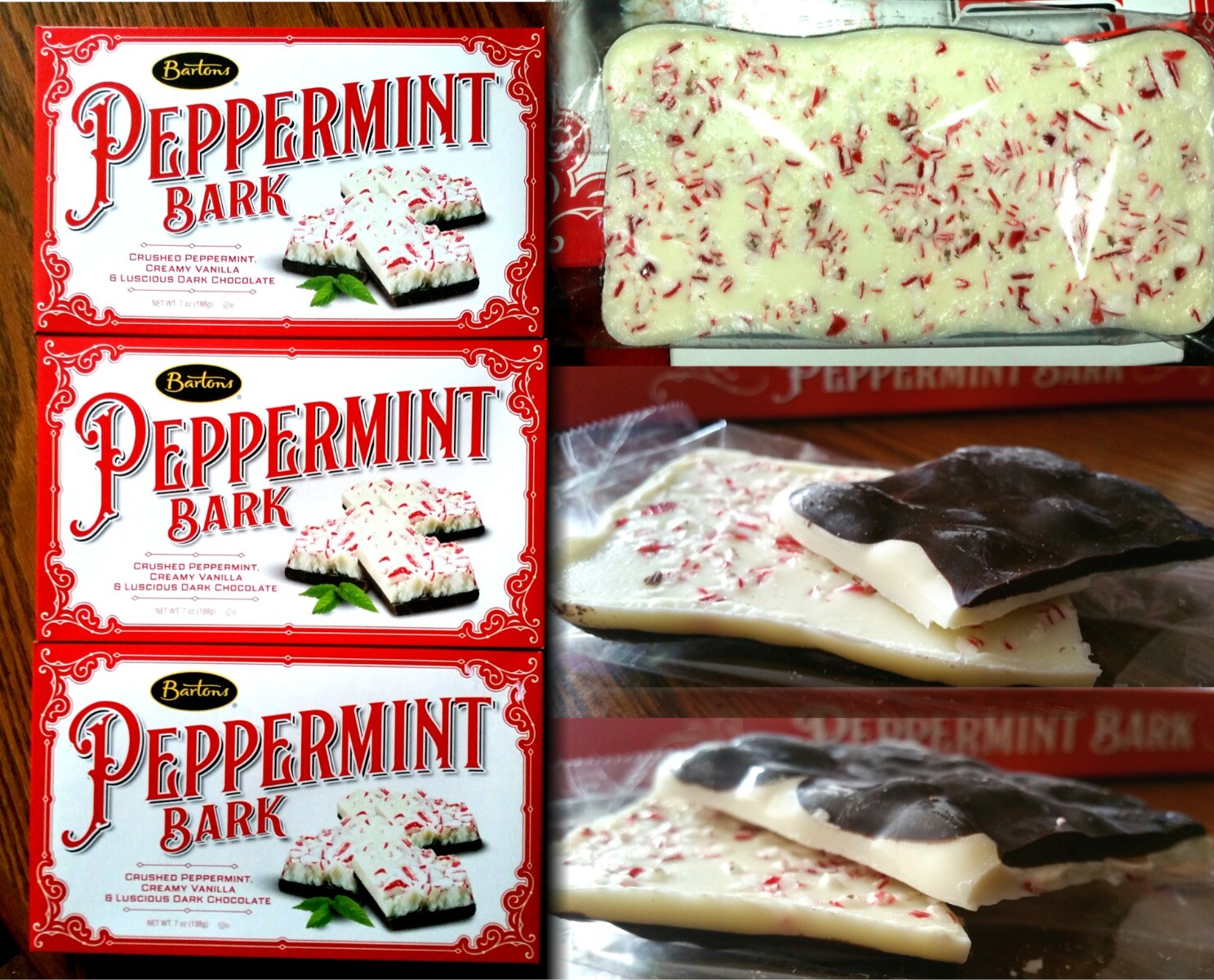 3 Bartons Peppermint Bark Creamy Vanilla Dark Chocolate Candy 7oz-3Box Lot 2026