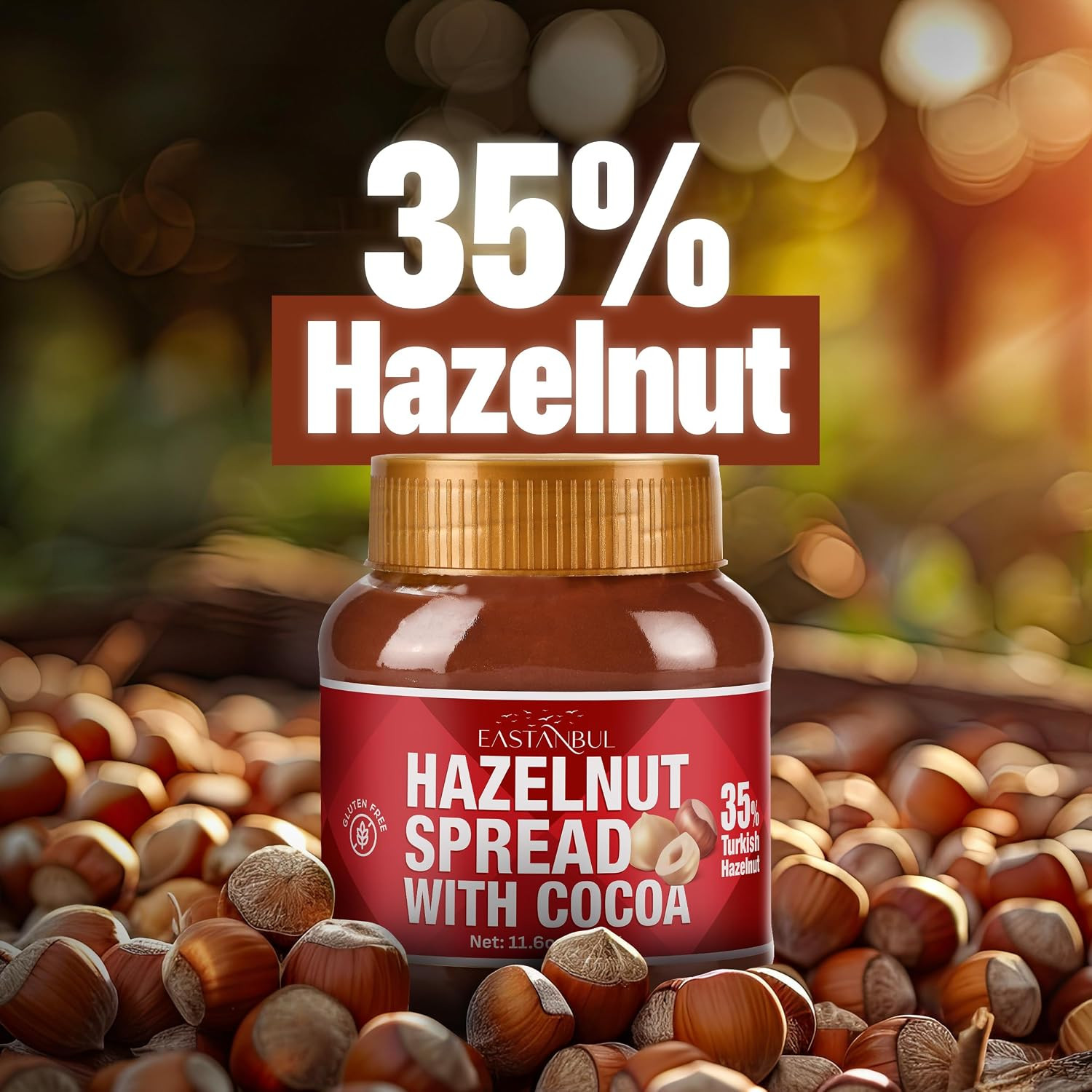 Cocoa Hazelnut Spread, Chocolate Hazelnut Spread, 11.6Oz | No Palm Oil, Rich & C