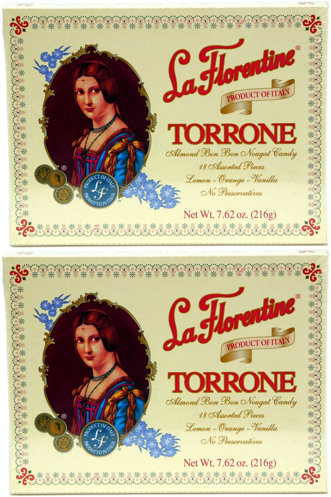 Italian Torrone Assorted Nougat Candy 18 pc Box Pack of 2