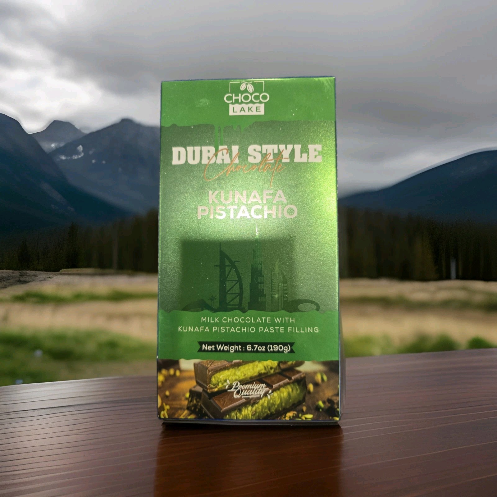 Choco Lake Dubai Style Kunafa Pistachio Milk Chocolate Bar 190g