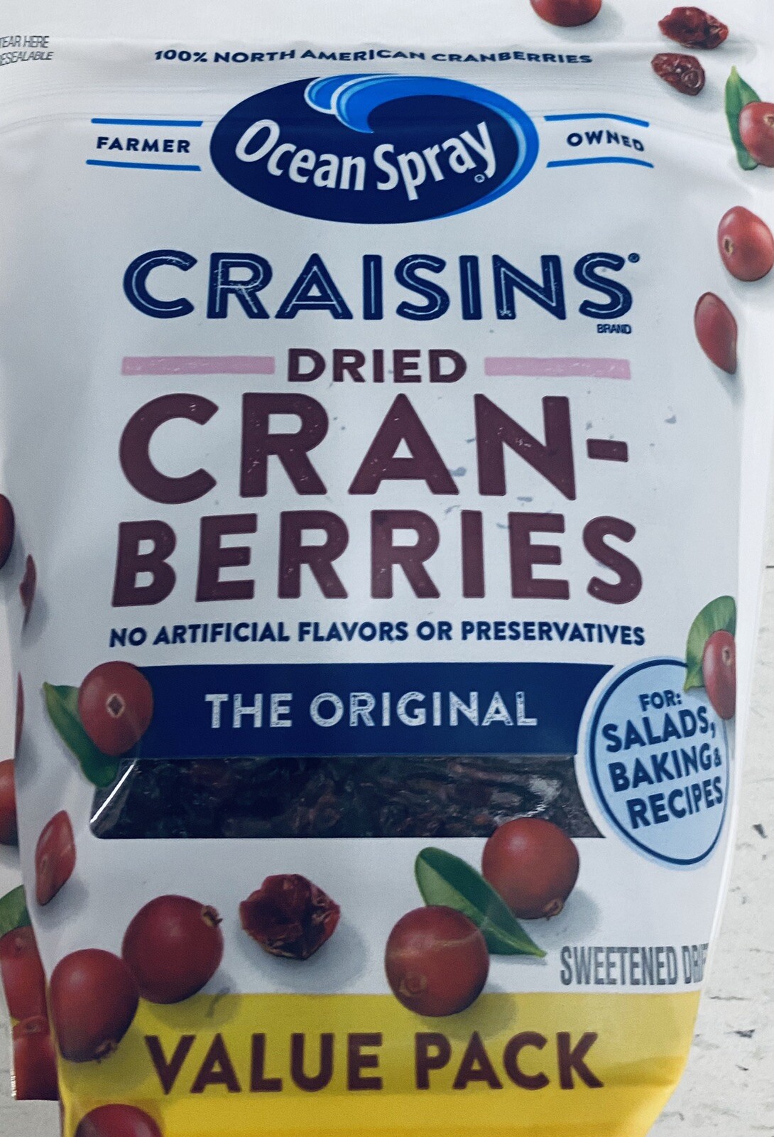 Ocean Spray THE ORIGINAL Craisins Dried Cranberries 20 oz VALUE PACK