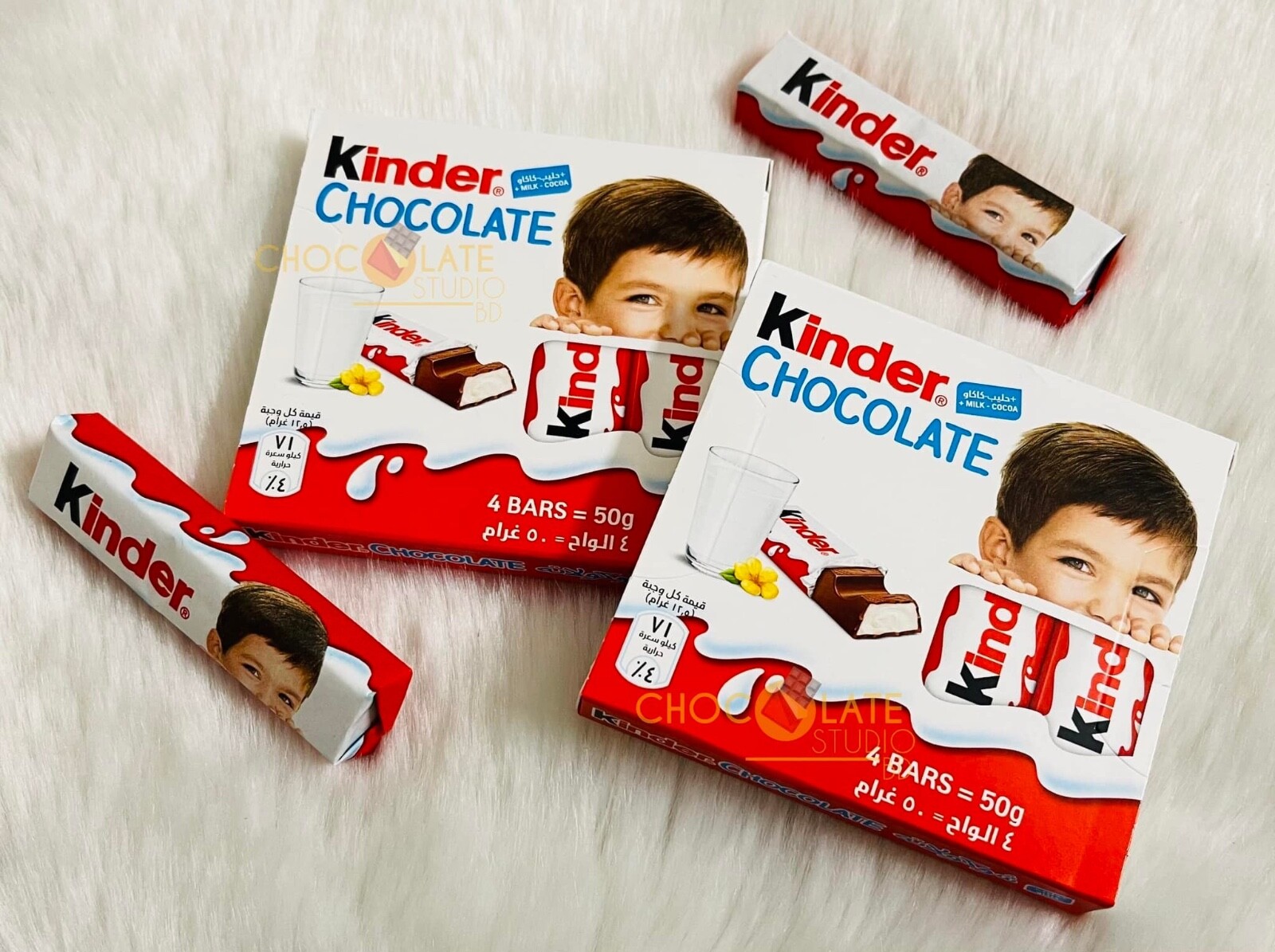 2X Kinder Chocolate, 4 Bars Milk Chocolate with Creamy Milky Filling 50g