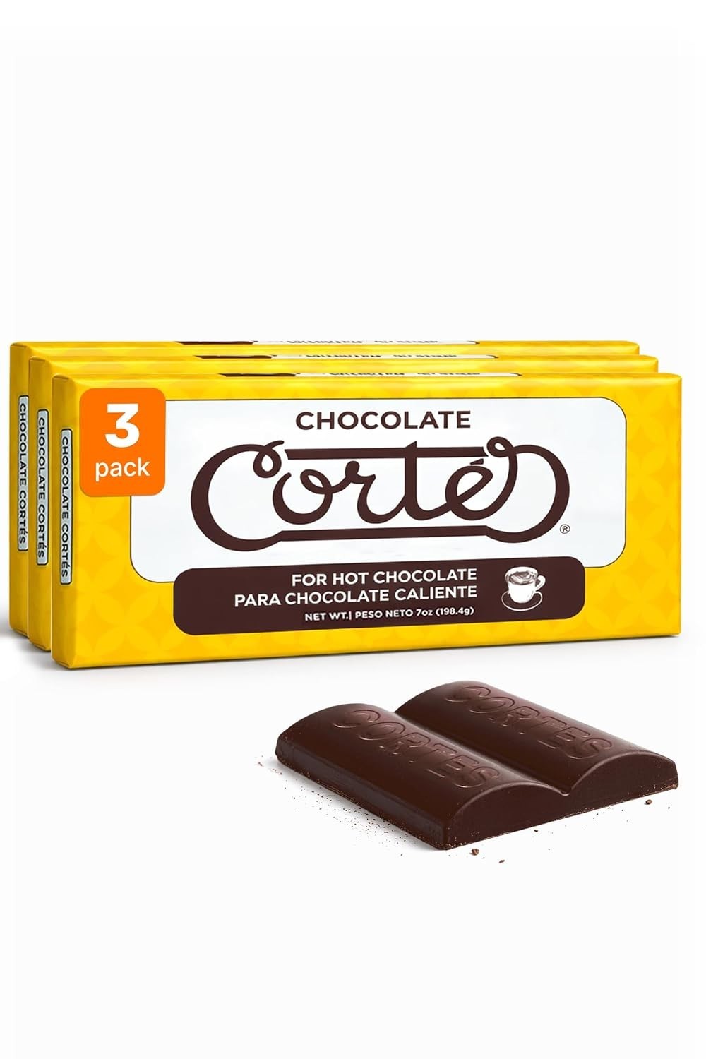 Chocolate Cortés Sweet Chocolate for Hot Chocolate (3 Pack, 7 oz Each)