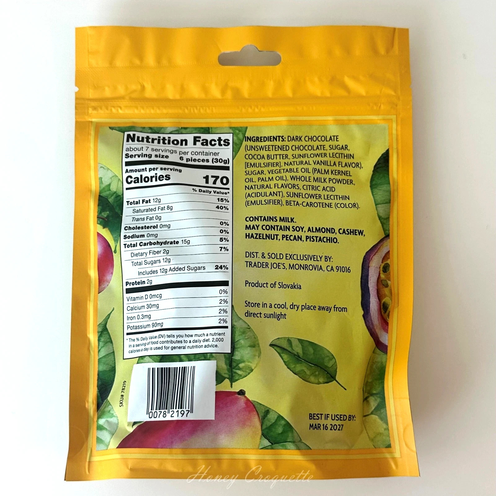 2 Pack Trader Joe’s Dark Chocolate Mango Passion Fruit Creme Thin Cups 7.04 Oz