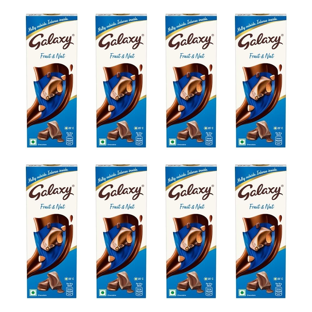 Galaxy Fruit & Nut Chocolate Bar | Rich, Creamy & Nutty 52g (Pack of 8)