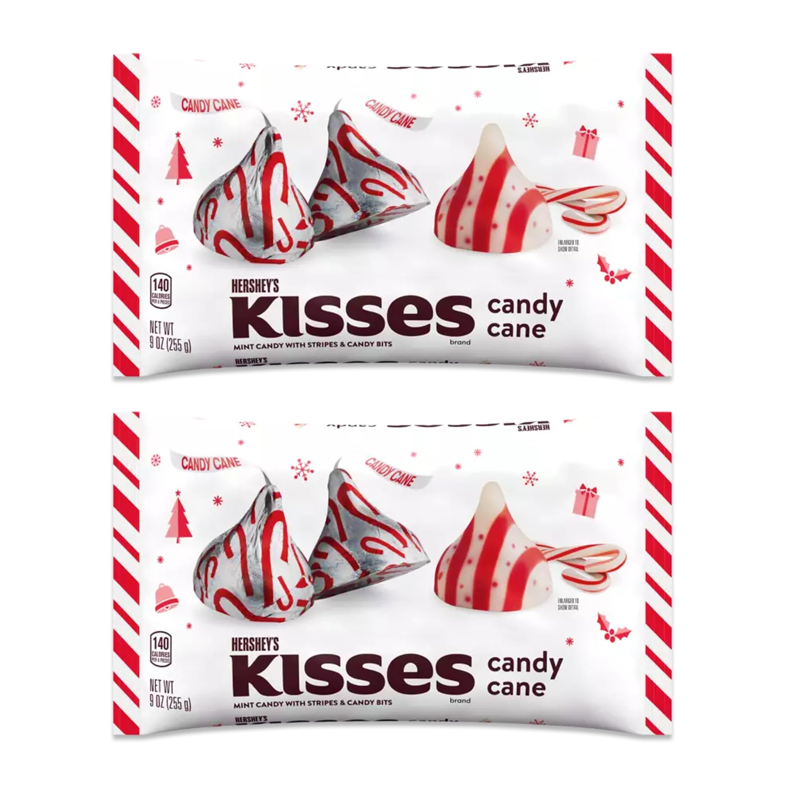 Kisses Christmas Candy Cane Bulk 2 Pack of 9.5oz Bags of Candy Cane Kisses