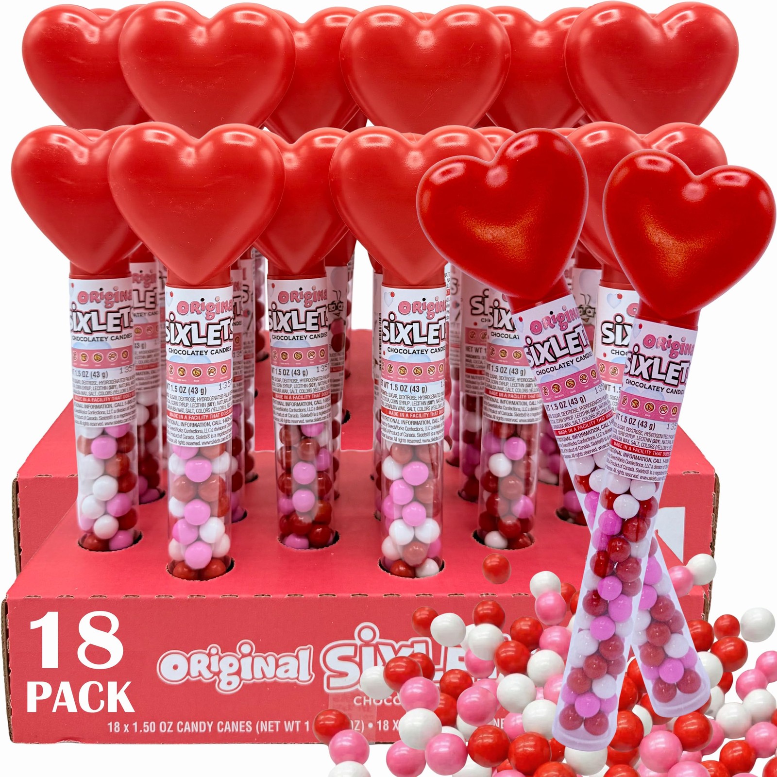 MOTHER’S DAY Chocolate Candy Filled Tubes, 18 Count Bulk, Candy Filled Heart …