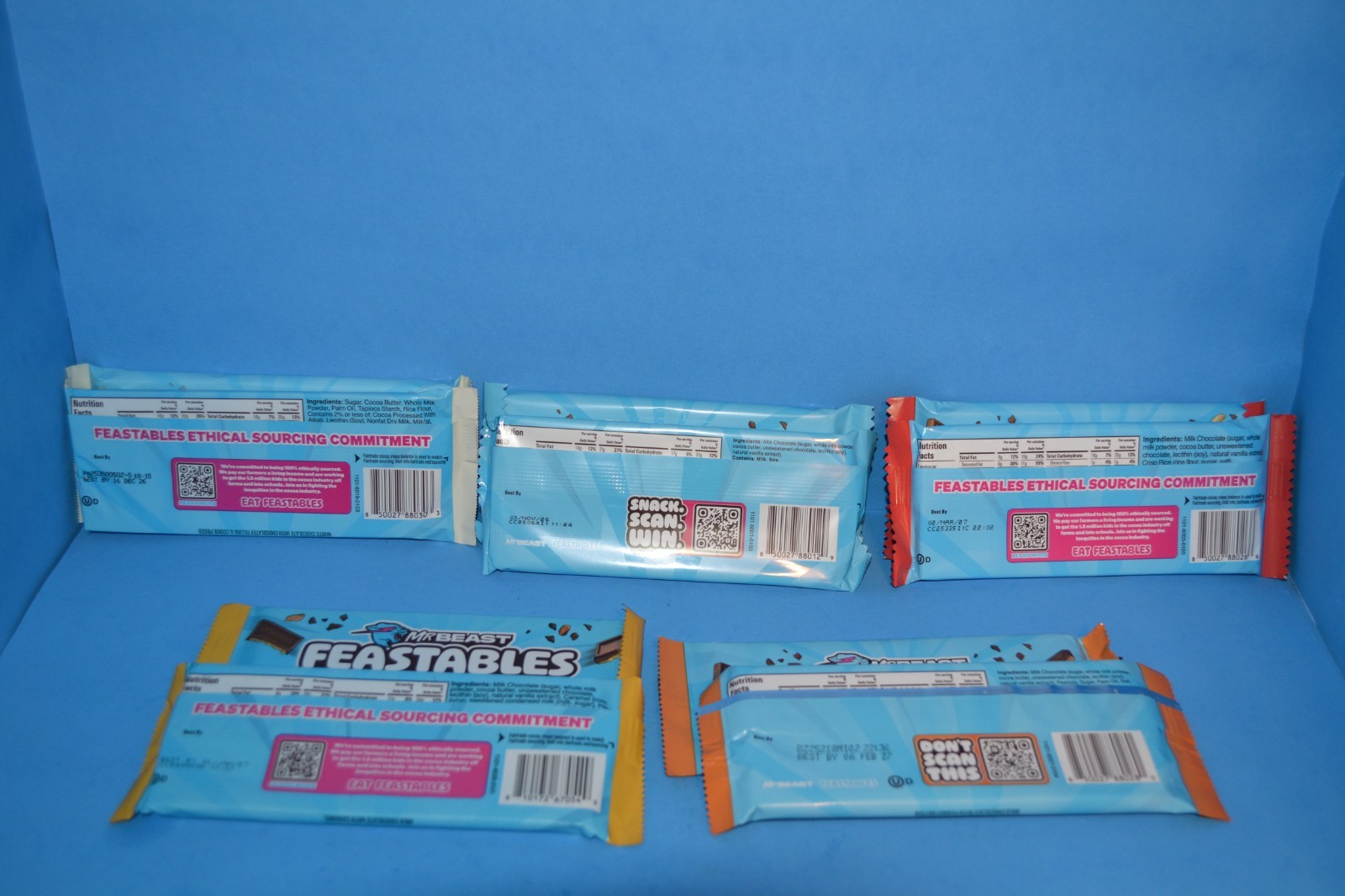 (10) Mr. Beast Feastables King Size Candy Bars, 2.1 oz Each, BB 11/2026