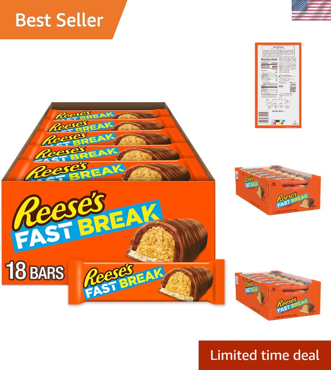 FAST BREAK Milk Chocolate & Peanut Butter Bars, 1.8 oz, Perfect for Gifting