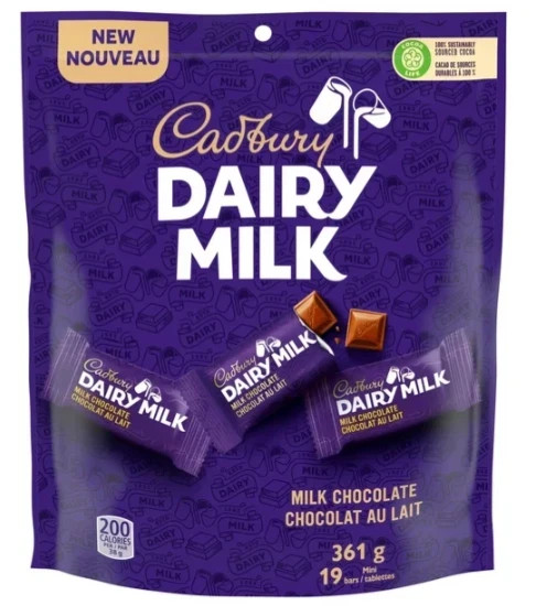 Cadbury Dairy Milk, Milk Chocolate Mini Bars, 19 Bars, 361g