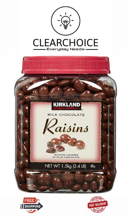 Kirkland Signaturee Milk Chocolate Raisins – Kosher Fruit, 3.4 lbs. – EXP: 11/23