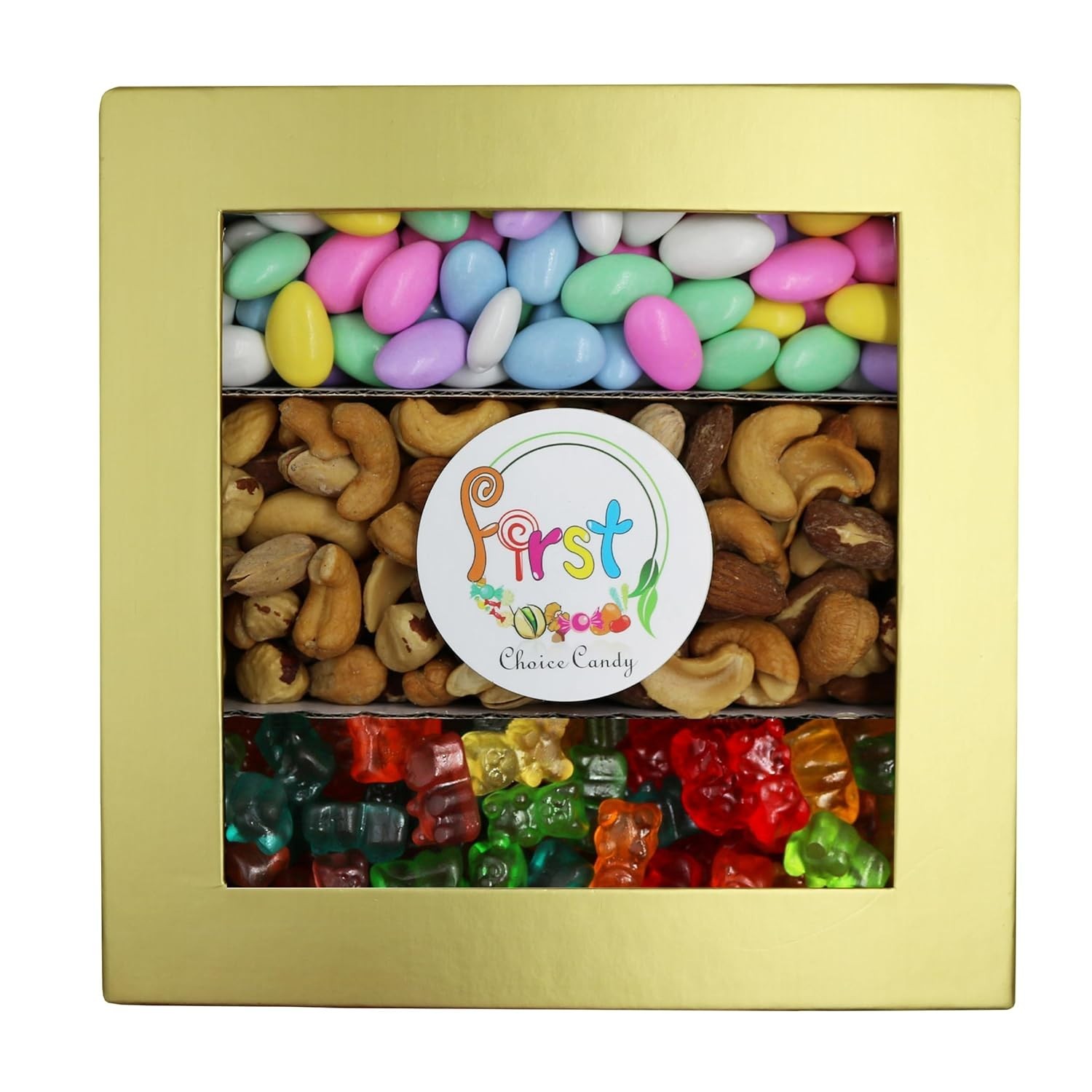 Deluxe Mix Snack Gift Tray: Assorted Nuts Gift Box in Golden Tray