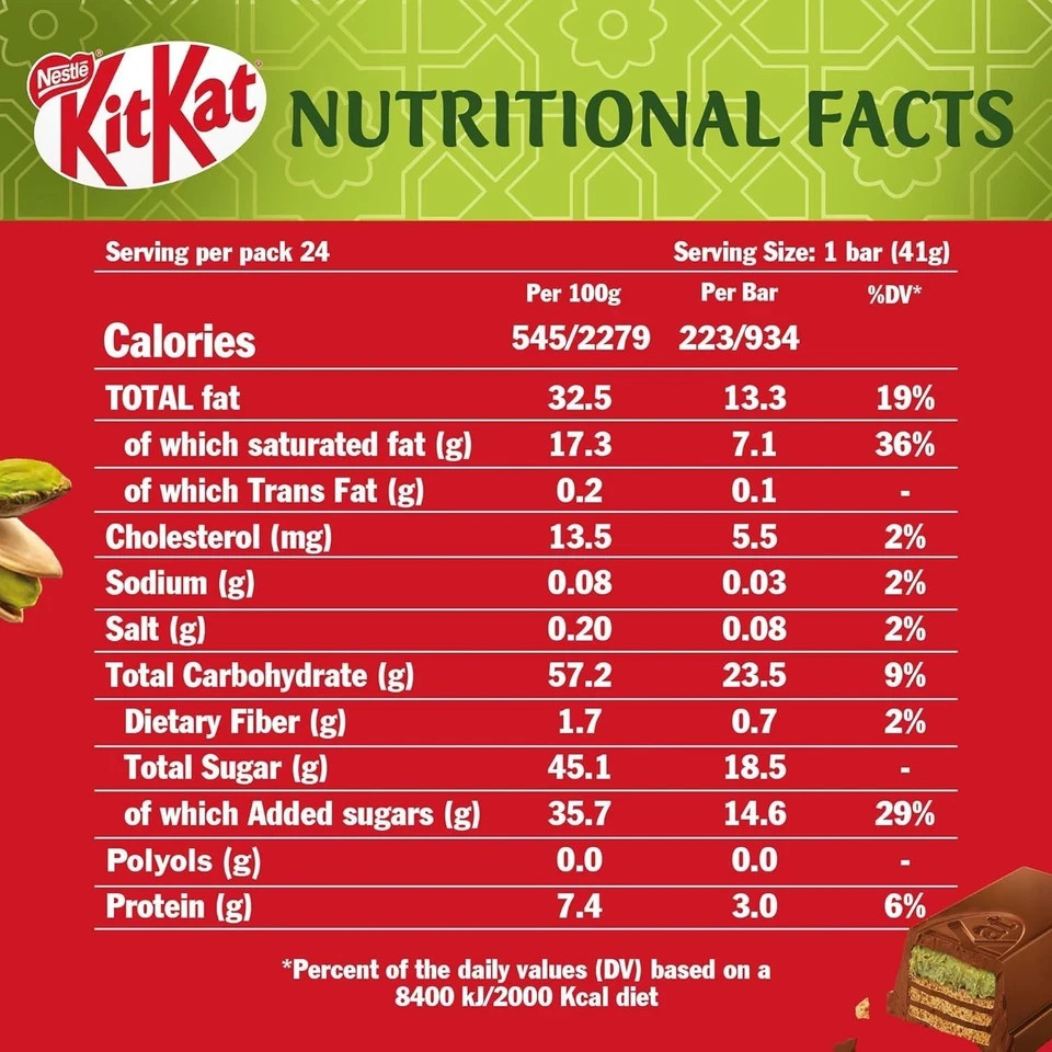 KitKat Chunky in Pistachio Kunafa Chocolate Bar (41g)