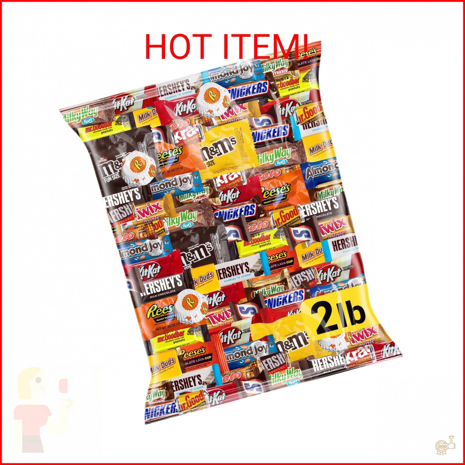 Chocolate Assorted Bulk Candy Variety Pack 2lb – Mini Chocolate Bars, Milk & Dar