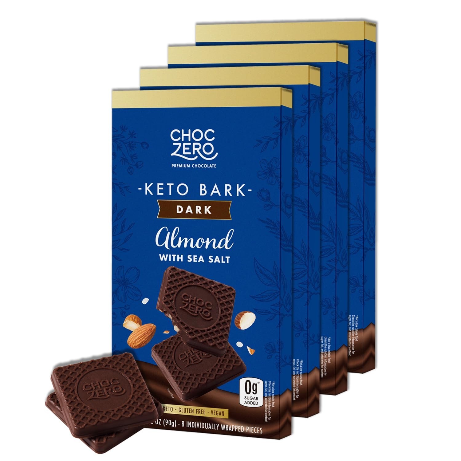 High Fiber Dark Chocolate Almond Bark with Sea Salt – Sugar Free & 3.2oz