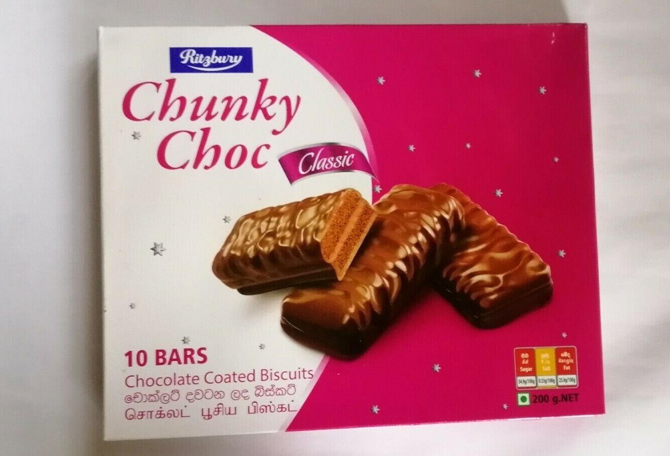Chunky Choc Chocolate Coated And Stuffed Delicious Biscuit 10 bars 200g