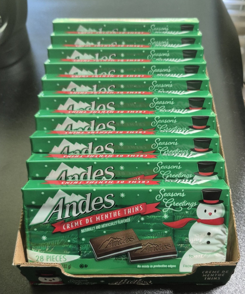 10 Andes Creme De Mint Thins Chocolate Candy Boxes 4.67 oz Each, 280 Pieces