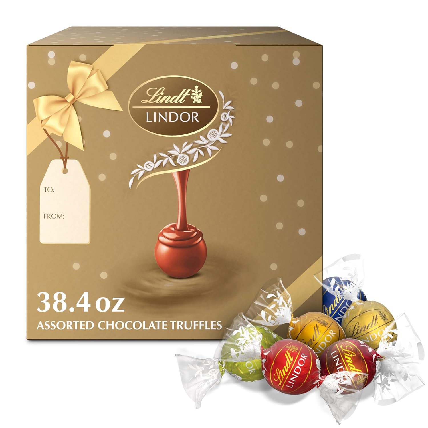 Lindt LINDOR Assorted Chocolate Truffles 90 Count Gift 38.4 Ounce (Pack of 1)