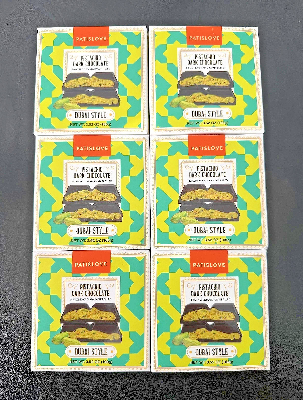 6 x Trader Joe’s Dubai Dark Chocolate Pistachio Cream & Kataifi Filling
