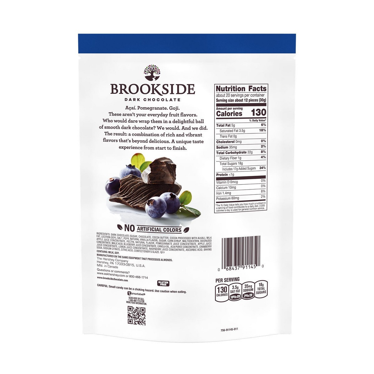 Brookside Dark Chocolate, Acai and Blueberry Snacking Chocolate Candy – 21oz