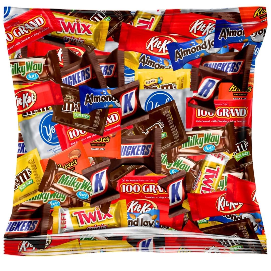 Bulk Chocolate Candy Mix â€“ Individually Wrapped Fun Size Chocolate Bars & Tre.
