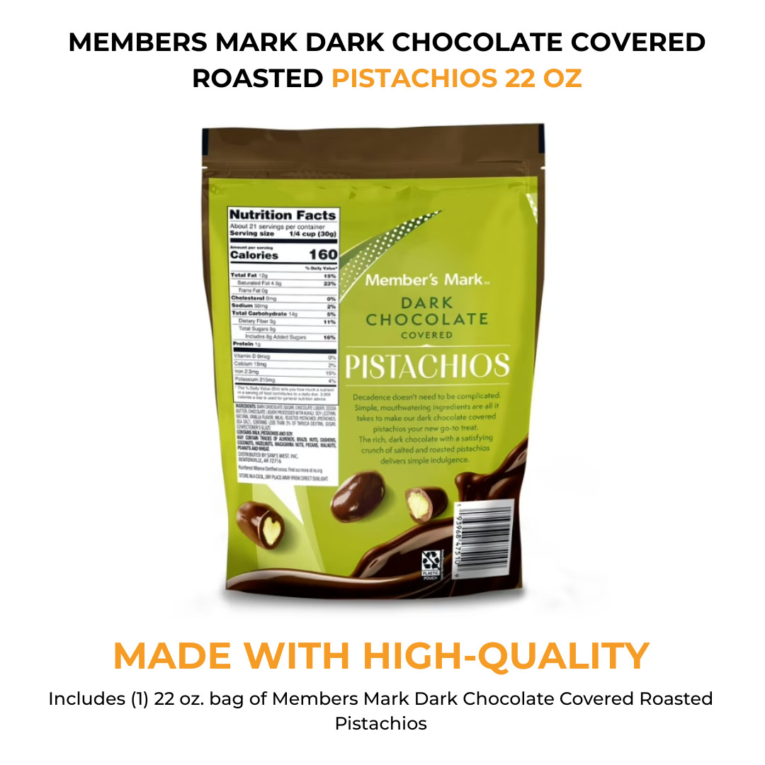 Members Mark Dark Chocolate Covered Roasted Pistachios 22 oz Free Shipping