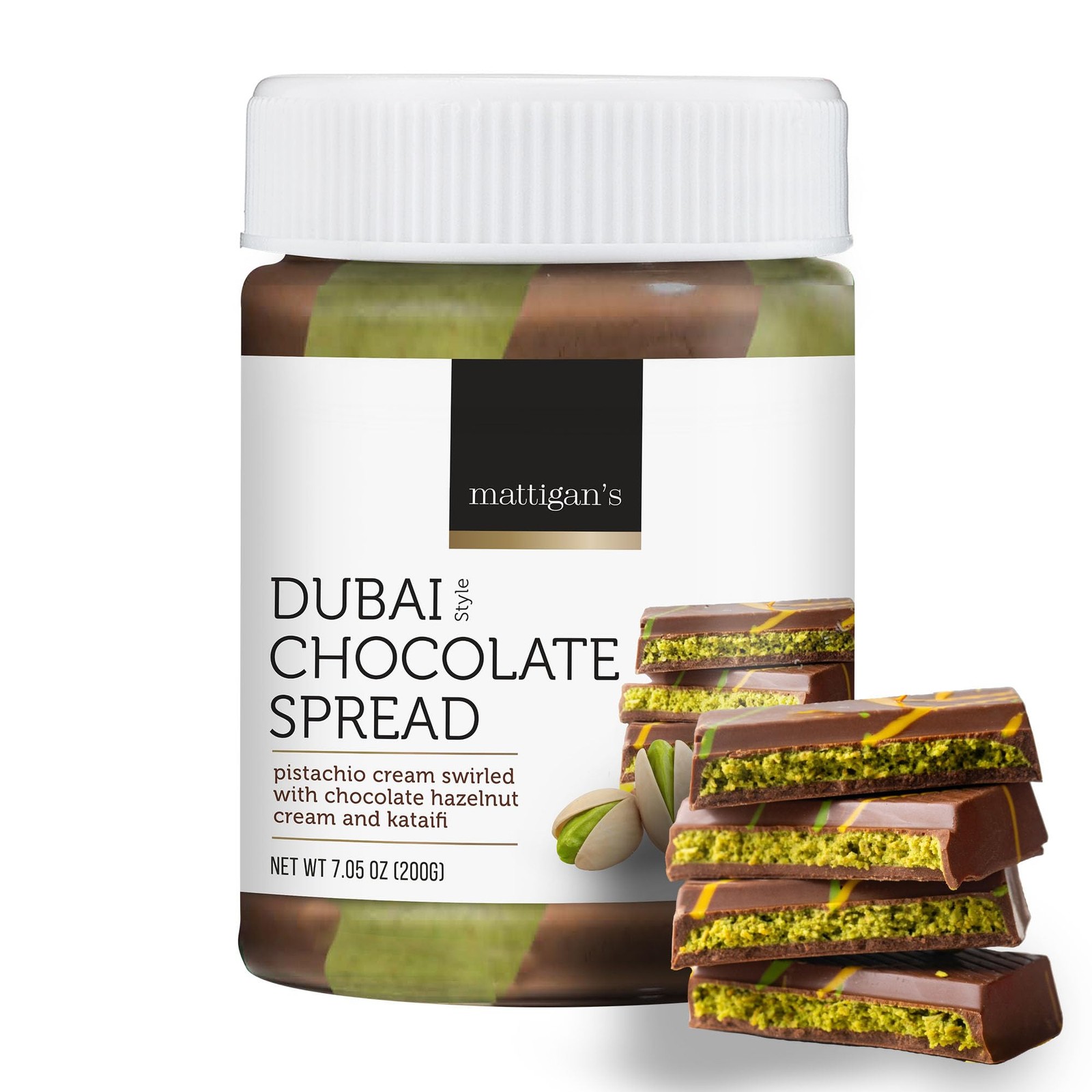 Mattigan’s Award-Winning Dubai Style Chocolate Spread, Pistachio Cream with K…