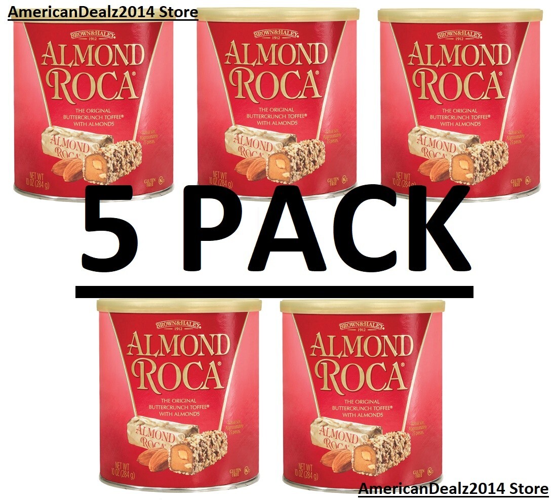 5 PACK – Brown & Haley The Original ALMOND ROCA Buttercrunch Toffee 10 oz Each