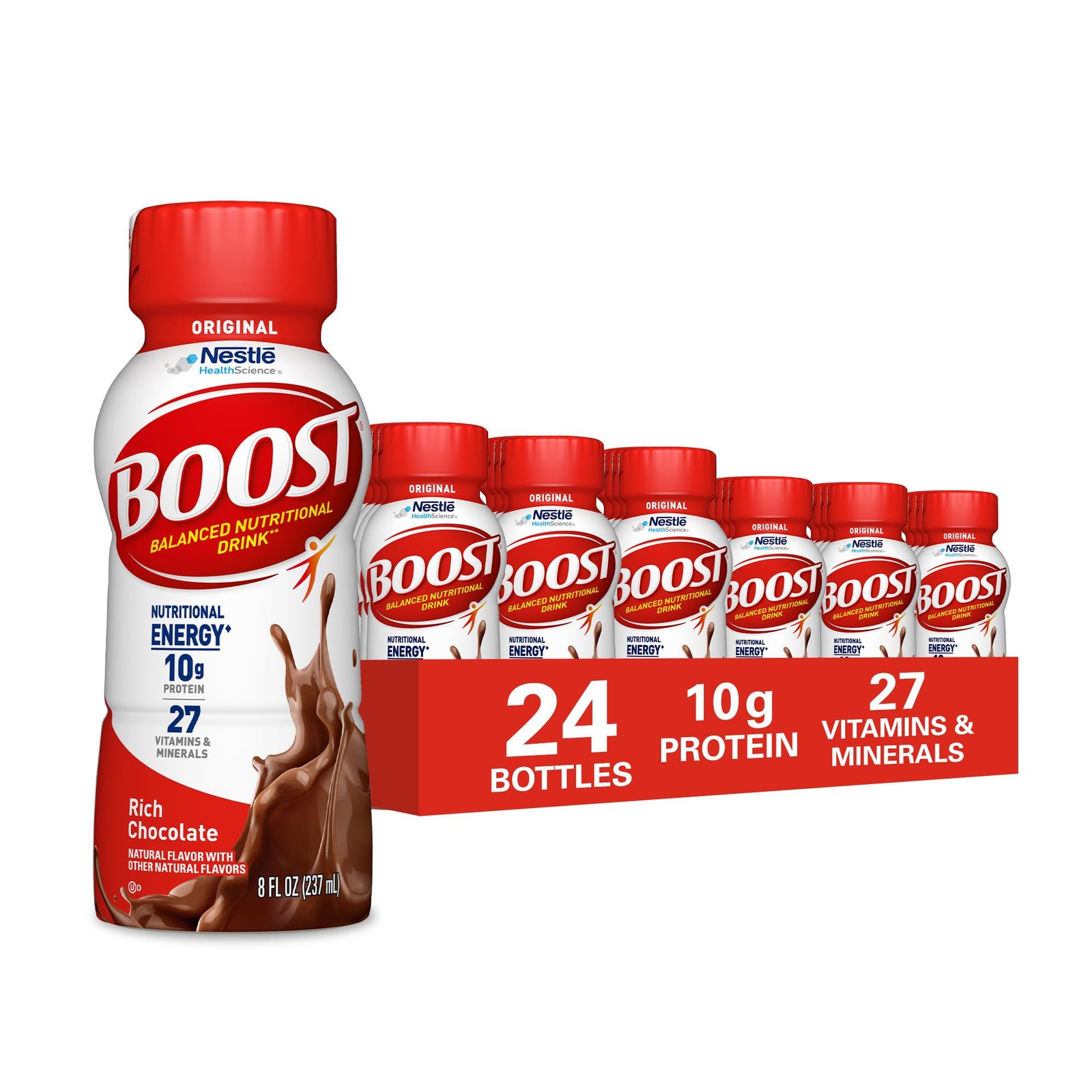 BOOST Original Ready to Drink Nutritional Drinks, Rich Chocolate Pack of 24