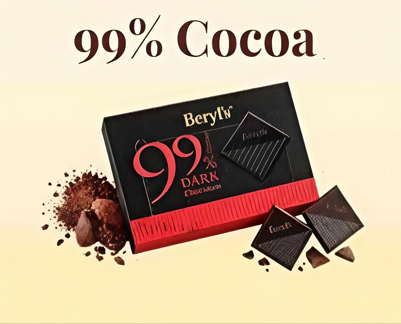 Beryl’s 99% Cocoa Dark Chocolate Bars 4 Pack 60g Malaysia Halal Candy Sweets