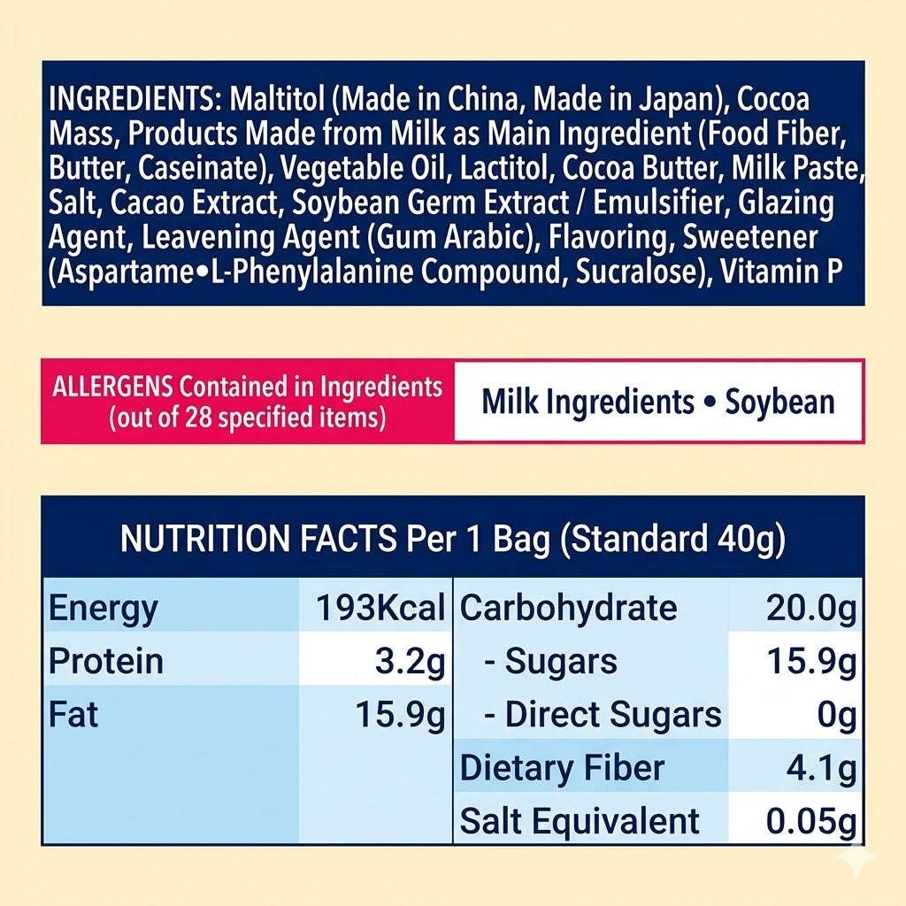 Lotte Zero Sugar Free Cube Chocolate 40g Pouch Japanese Keto Friendly Snack