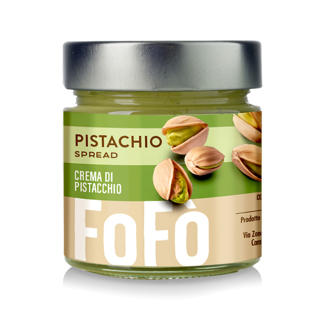 3x FoFo 240g Glass Jar of Pistachio Cream Spread 18% – Made in Italy (720g Total