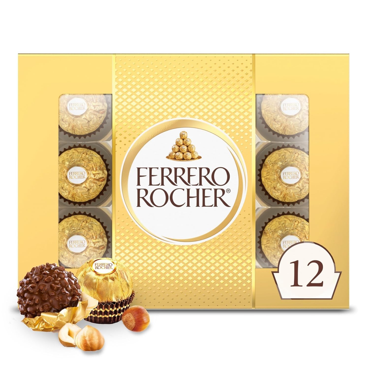 Gourmet Hazelnut Milk Chocolate Gift Box, 12 Individually Wrapped Chocolates,…