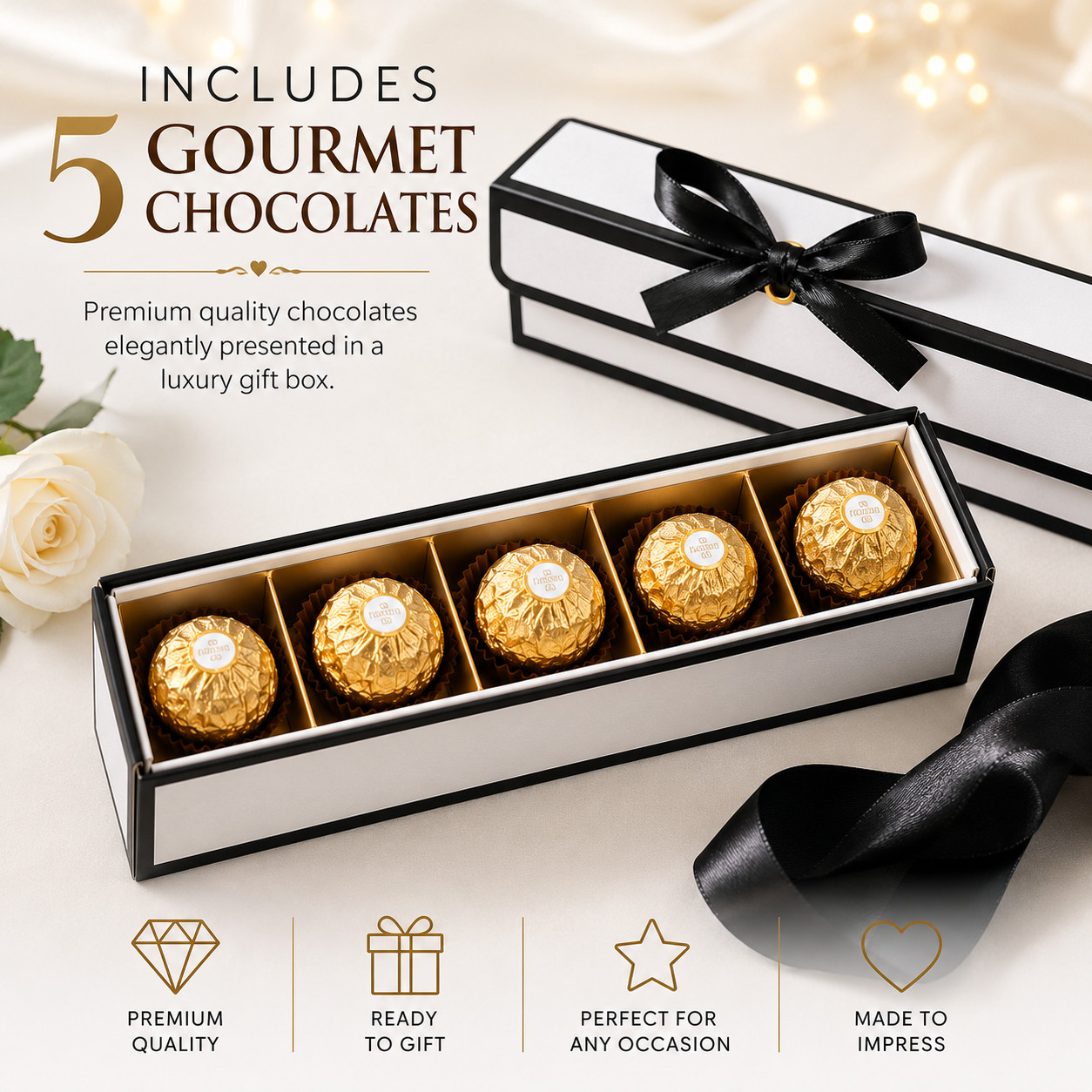 Gourmet Chocolate Gift Box 5 Premium Chocolates Birthday Thank You Gift Set