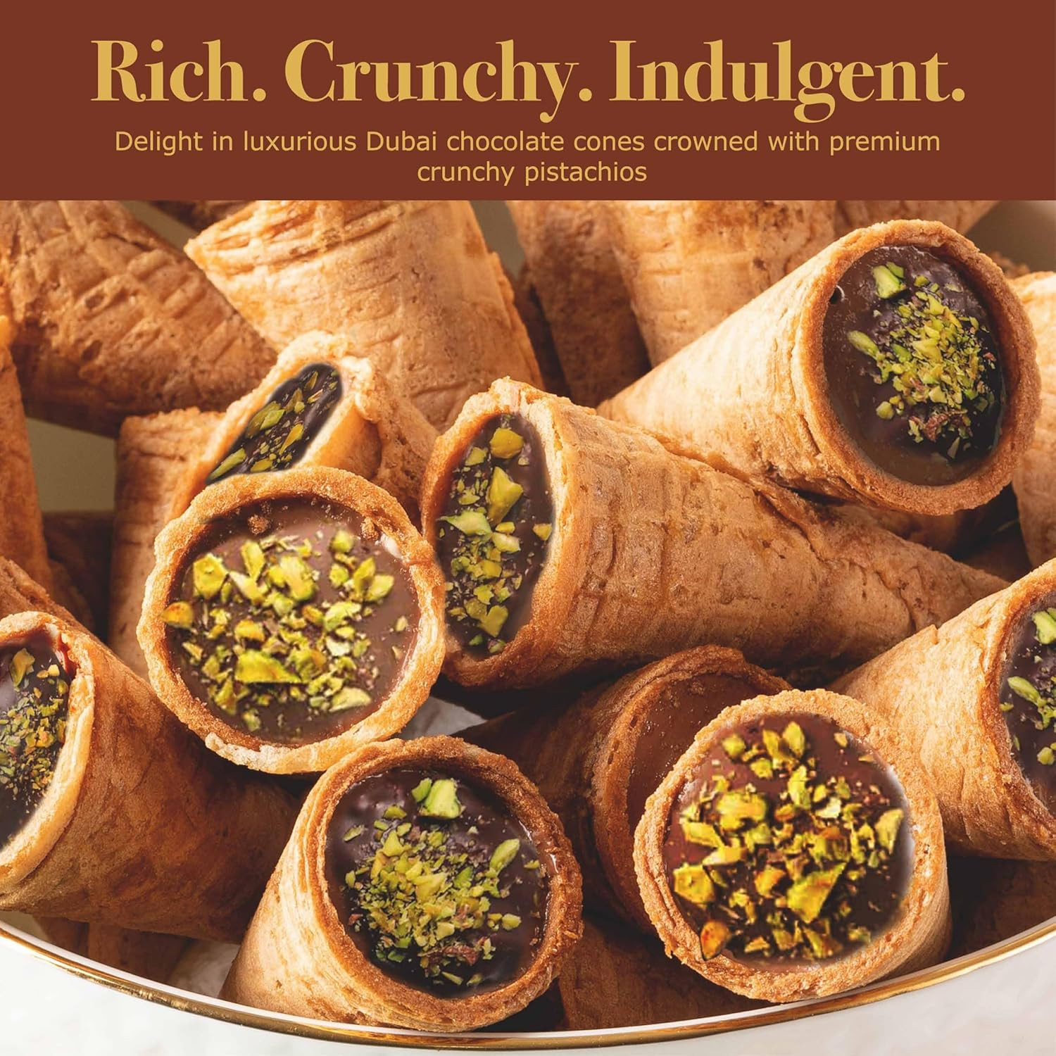 Leonessa Dubai Chocolate Cones with Pistachio Kunafa | Made with Premium Belgian