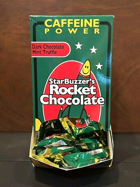 ROCKET CHOCOLATE CAFFEINE ENERGY 100 CT.FREE SHIP/DARK MINT + A SURPRISE GIFT.