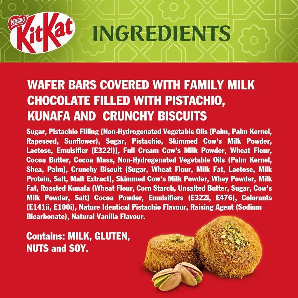 KitKat Chunky in Pistachio Kunafa Chocolate Bar (41g)
