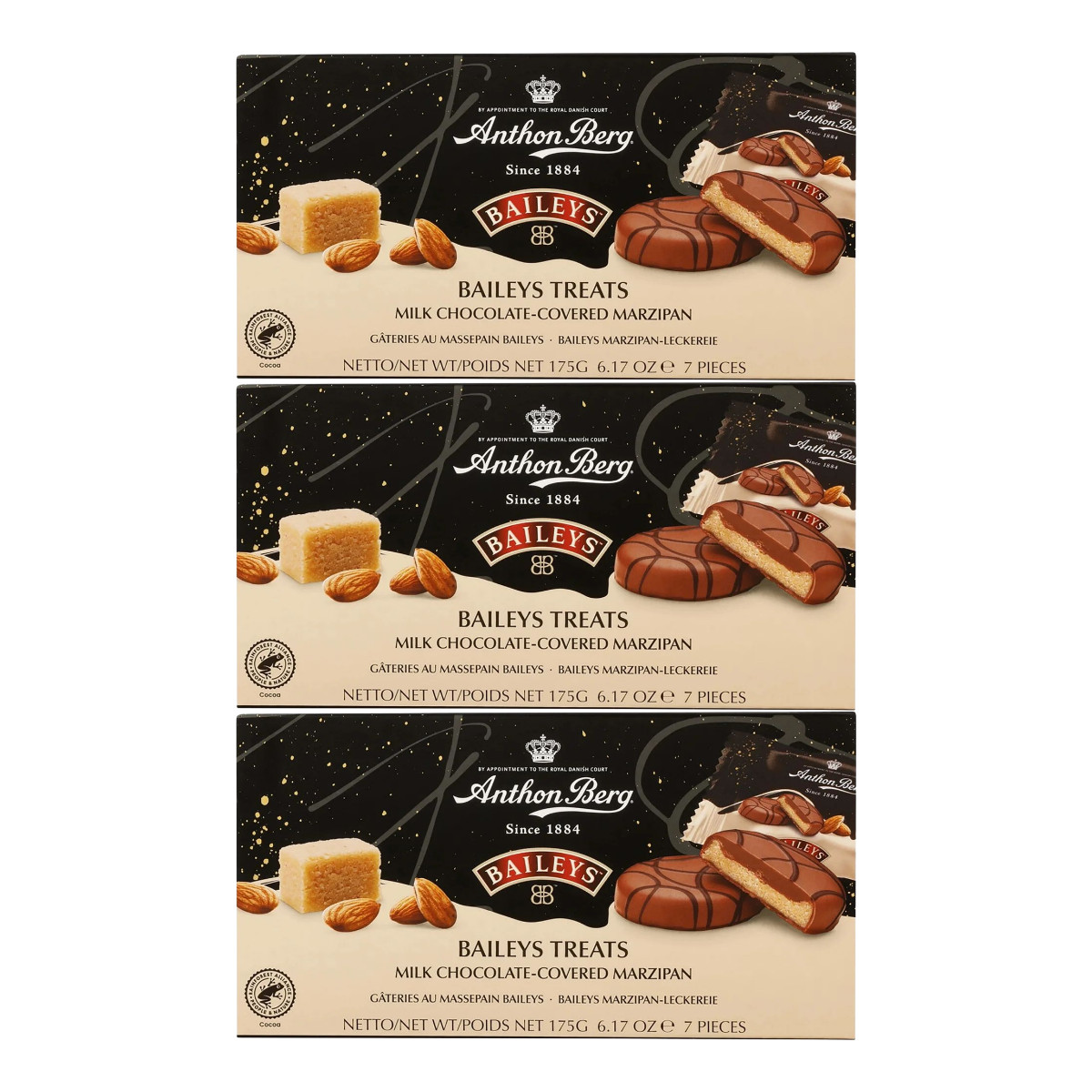 3-pack Anthon Berg Baileys Marzipan Treats 175g Milk Chocolate Mini Cakes